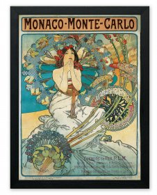 MUCHA Alphonse Art Nouveau Vintage Poster for "Monaco - Monte Carlo" P.L.M. railway services Fine Art Print