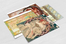 Alphonse Mucha Vintage Set of 4 x POSTCARDS Art Nouveau