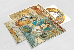 Alphonse Mucha Vintage Set of 4 x POSTCARDS Art Nouveau