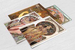 Alphonse Mucha Vintage Set of 4 x POSTCARDS Art Nouveau