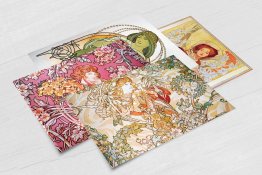 Alphonse Mucha Vintage Set of 4 x POSTCARDS Art Nouveau