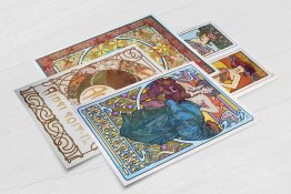 Alphonse Mucha Vintage Set of 4 x POSTCARDS Art Nouveau