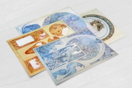 Alphonse Mucha Vintage Set of 4 x POSTCARDS Art Nouveau