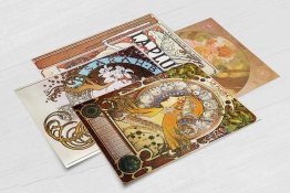 Alphonse Mucha Vintage Set of 4 x POSTCARDS Art Nouveau